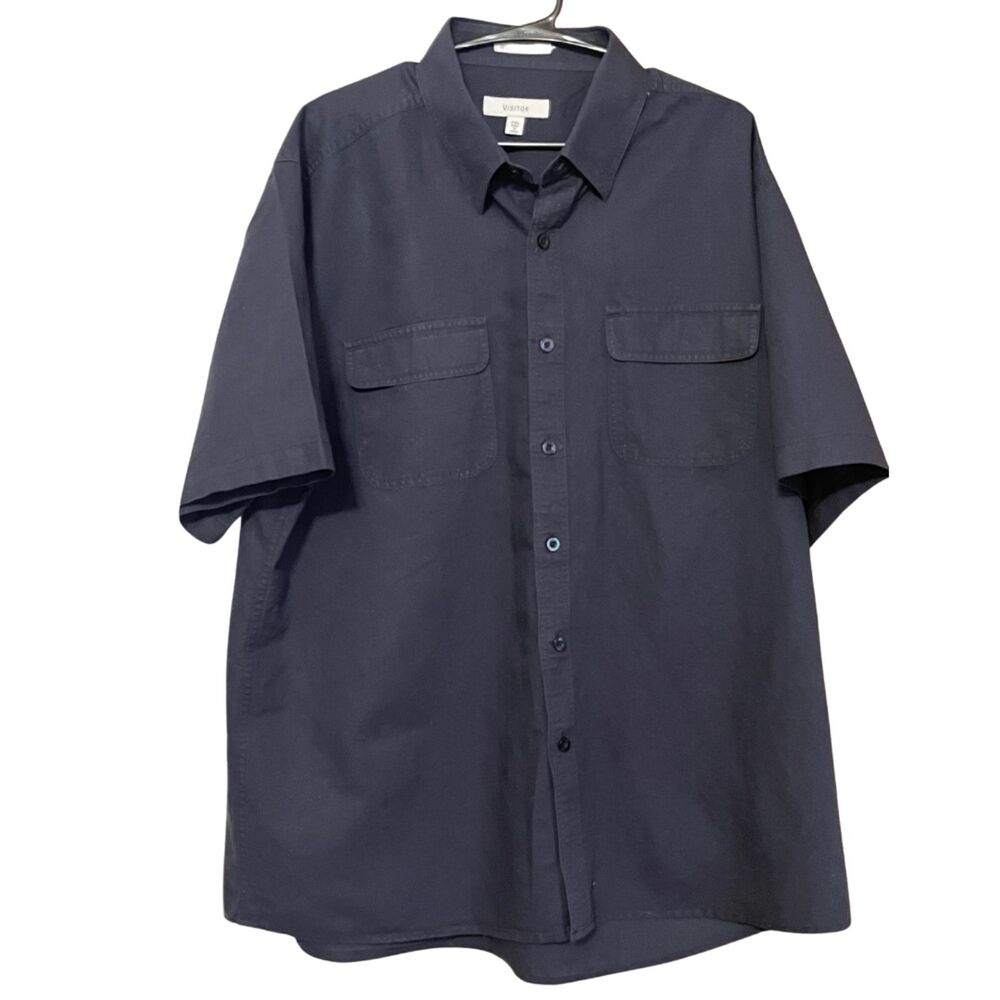 VISITOR MENS BUTTON DOWN XXL LINEN COTTON BLEND SHIRT